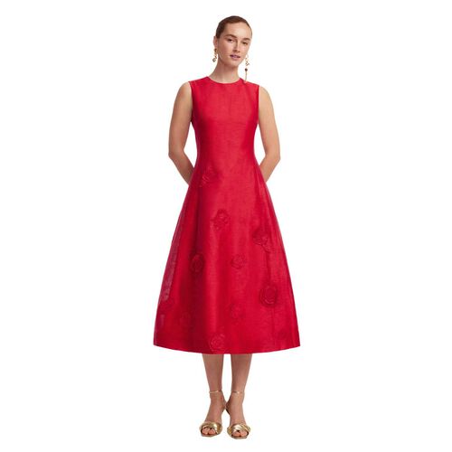 LEO LIN Cleo Applique Sleeveless Midi Dress - Scarlet