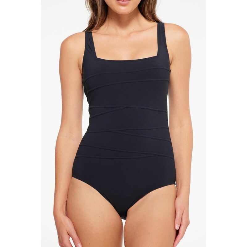 Togs Black Microfiber Square Binding Swimsuit image number 2