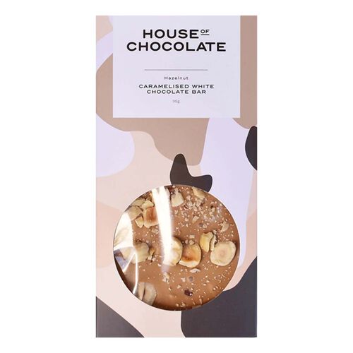 House of Chocolate NZ Dry Roasted Hazelnut Caramelised White Chocolate Bar