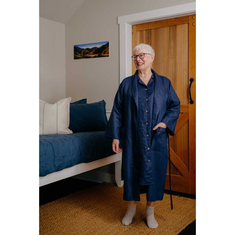 MM Linen Navy Linen Robe image number 1