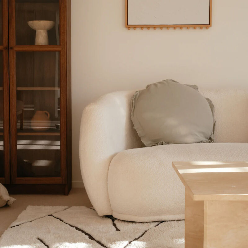 Home Lab 100% Flax Linen Round Feather Filled Cushion - Sage image number 2