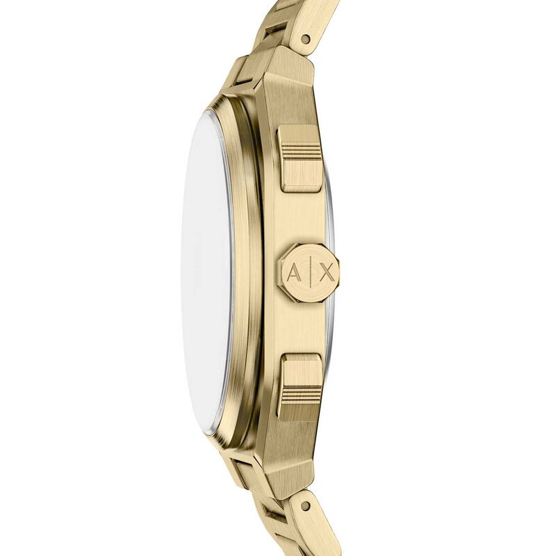 Armani Exchange Bass Dual-Time Gold-Tone Stainless Steel Watch image number 2