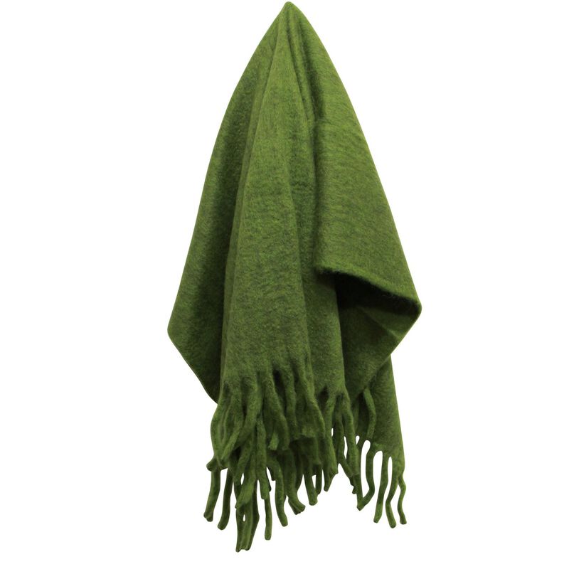 French Country Solid Fringed Sage Green Throw image number 0