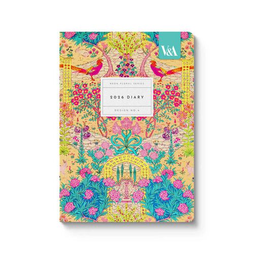 Ohh Deer V&A 2026 Neon Floral Ornate Garden A5 Paperback Diary