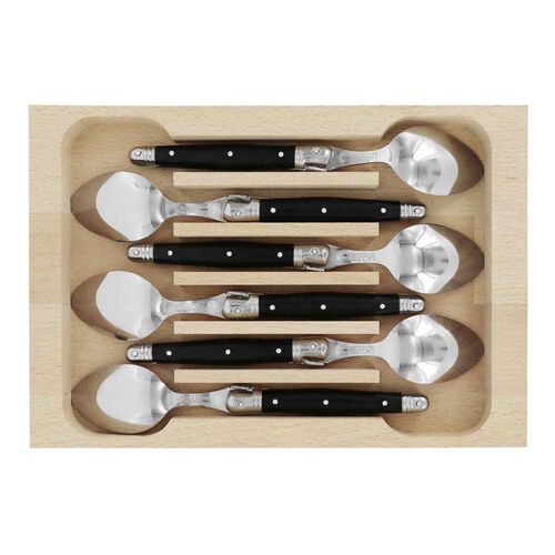 Andr&eacute; Verdier Laguiole Coffee Spoon Set 6 Piece Set - Black