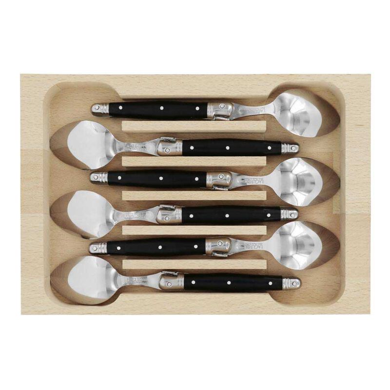Andr&eacute; Verdier Laguiole Coffee Spoon Set 6 Piece Set - Black image number 0