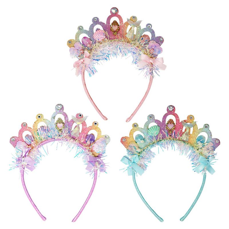 Pink Poppy Mermaid Crown Headband - Assorted image number 0