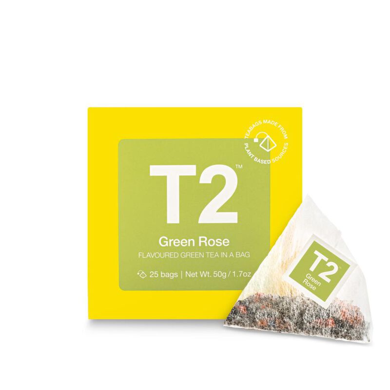 T2 Green Rose Tea Bag Cube 25 Pack image number 0