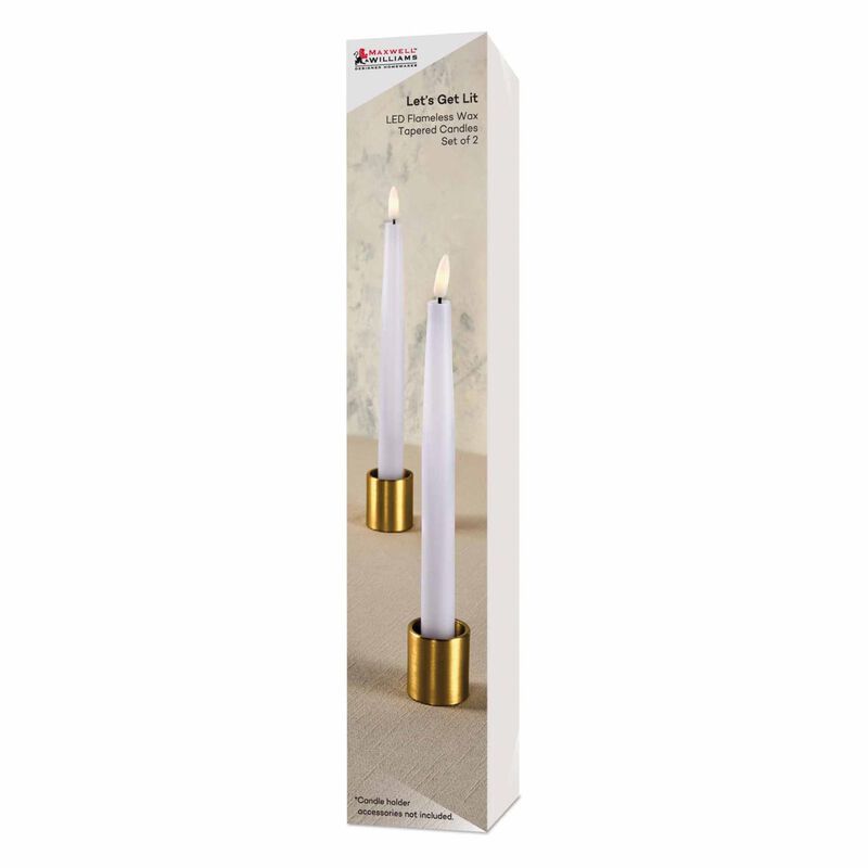 Maxwell & Williams Let's Get Lit Flameless Taper Candle 24cm 2Pc Natural image number 1