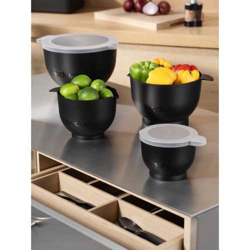 Bodum Set Of 4 Mixing Bowls, 0.7L / 1.6L / 3.2L /5.2L with Lids image number 1