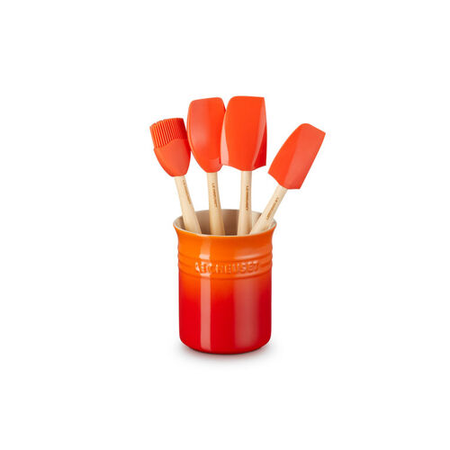 Le Creuset Craft Spatula Set Of 4 With Crock - Volcanic