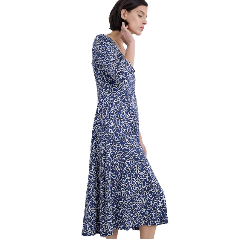 Seasalt Cornwall 3/4 Secret Cove Dress Harbour Floral Washed Marine image number 0