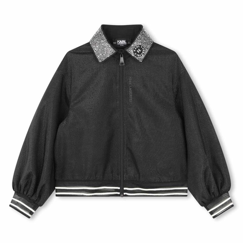 Karl Lagerfeld Rhinestone Collar Zip-Up 10Y - 16Y image number 0