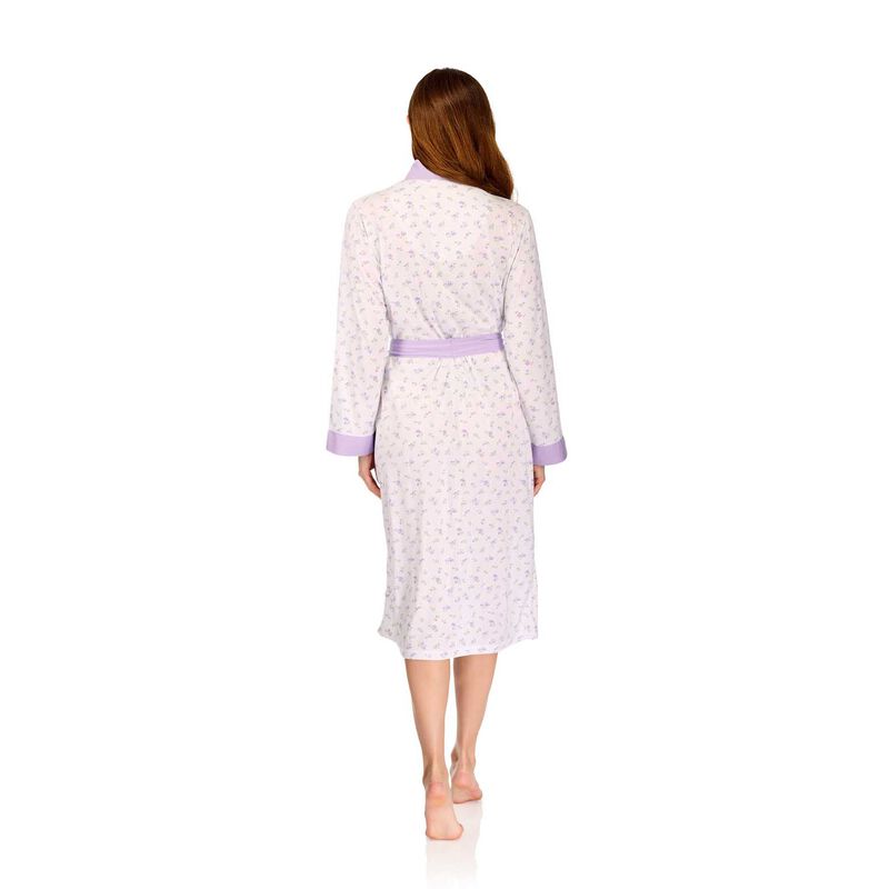 La Marquise Vintage Blossoms Cotton-Rich Jersey Long Sleeve Wrap Robe image number 4