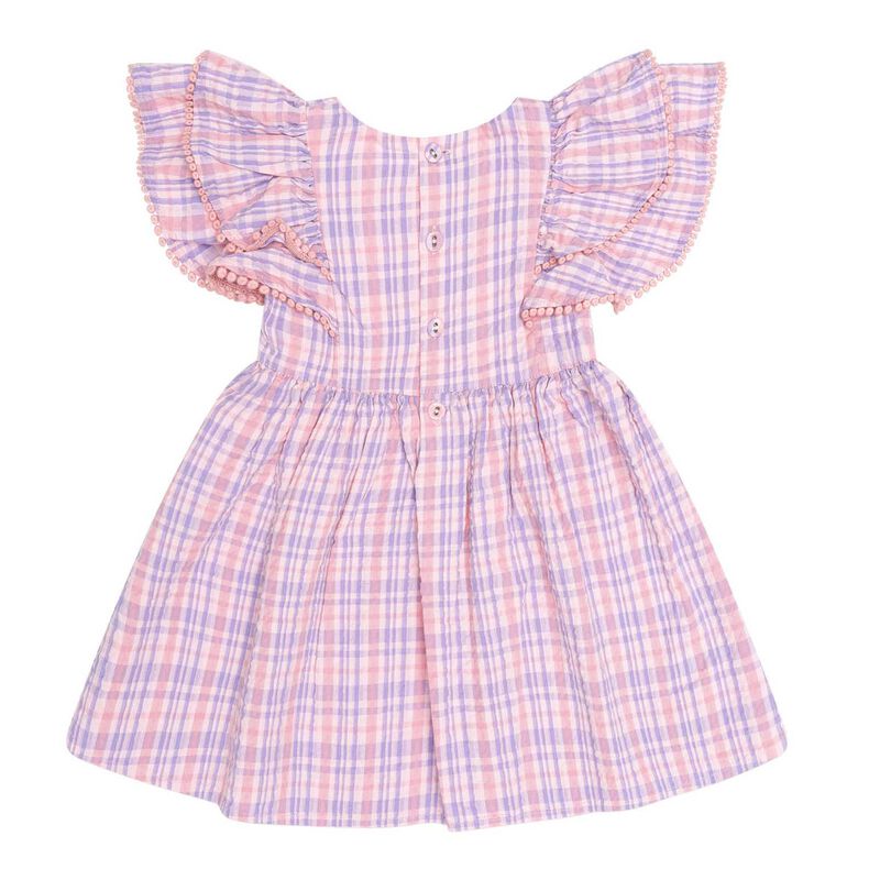 Huxbaby Floral Emb Tropical Check Dress 1-2Y image number 1