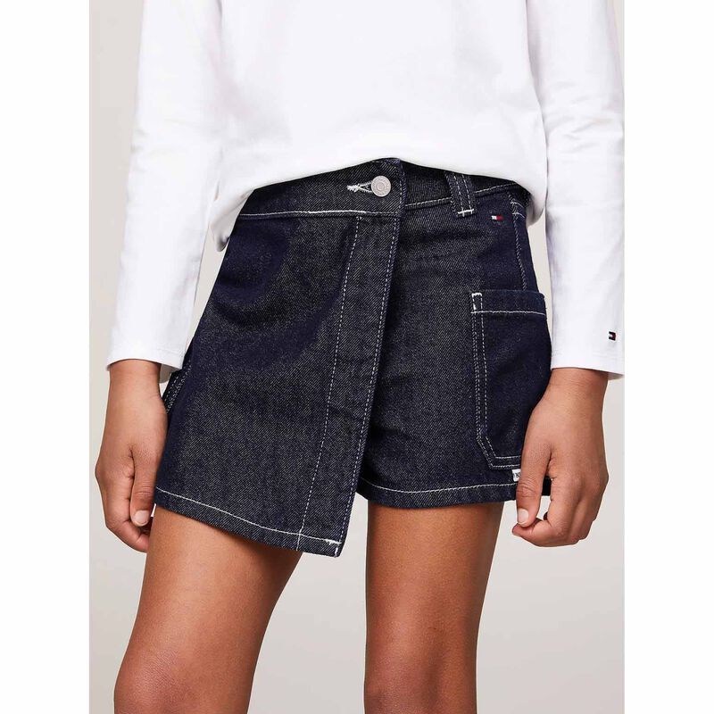 Tommy Hilfiger Cargo Denim Skort Rinse 4-7Y image number 3