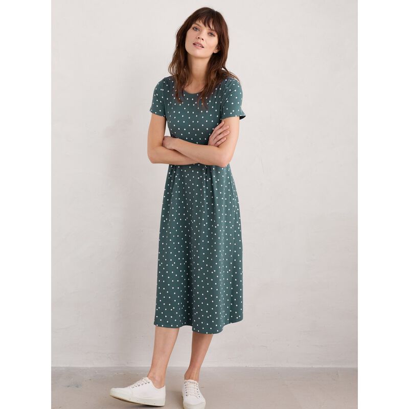Seasalt Cornwall S/S Veronica Dress Little Sponge Spot Pool image number 3