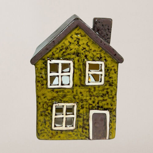 Stellar Haus Porcelain Tealight House Village Collection - Green 11cm
