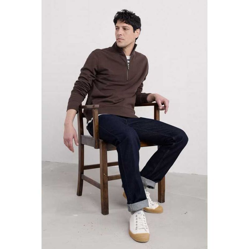 Seasalt Cornwall Mens Wood Moss Sweatshirt Pepper image number 3