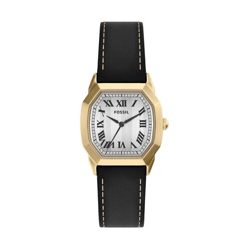 Fossil Harlow 33mm Three-Hand Black Leather Watch