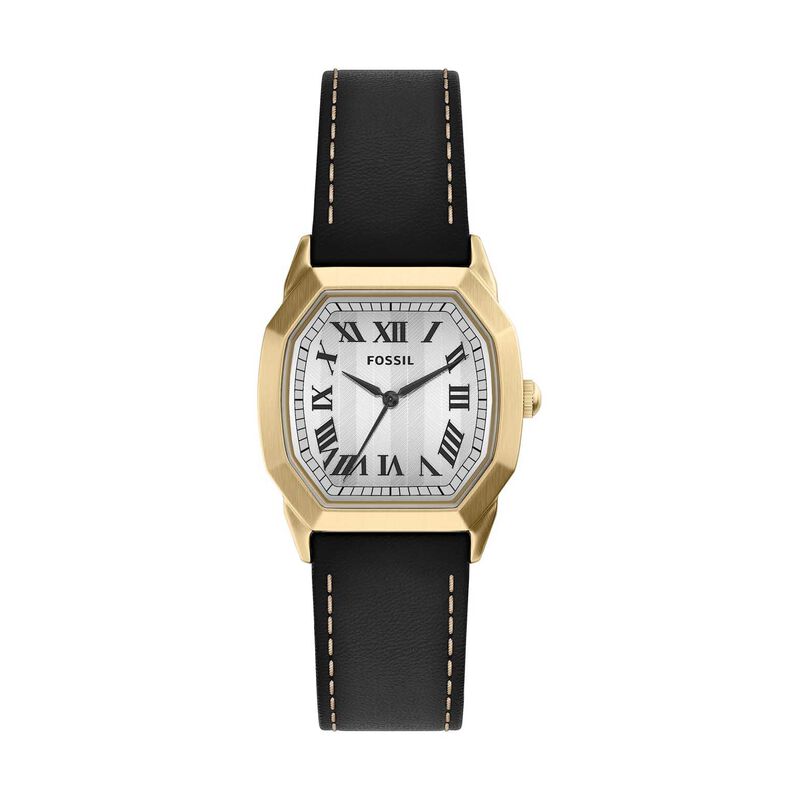 Fossil Harlow 33mm Three-Hand Black Leather Watch image number 0