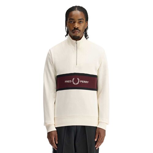 Fred Perry Embroidered Panel Half Zip Sweatshirt