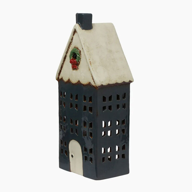 French Country Christmas Tea Light House Blue Large image number 2