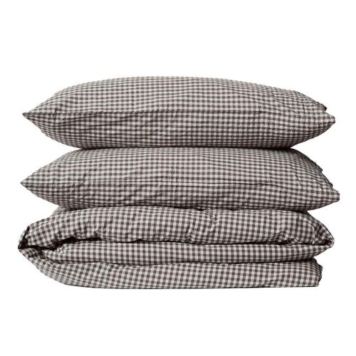 Citt&agrave; Gingham Organic Cotton Duvet Cover Cocoa SK 265x210cm