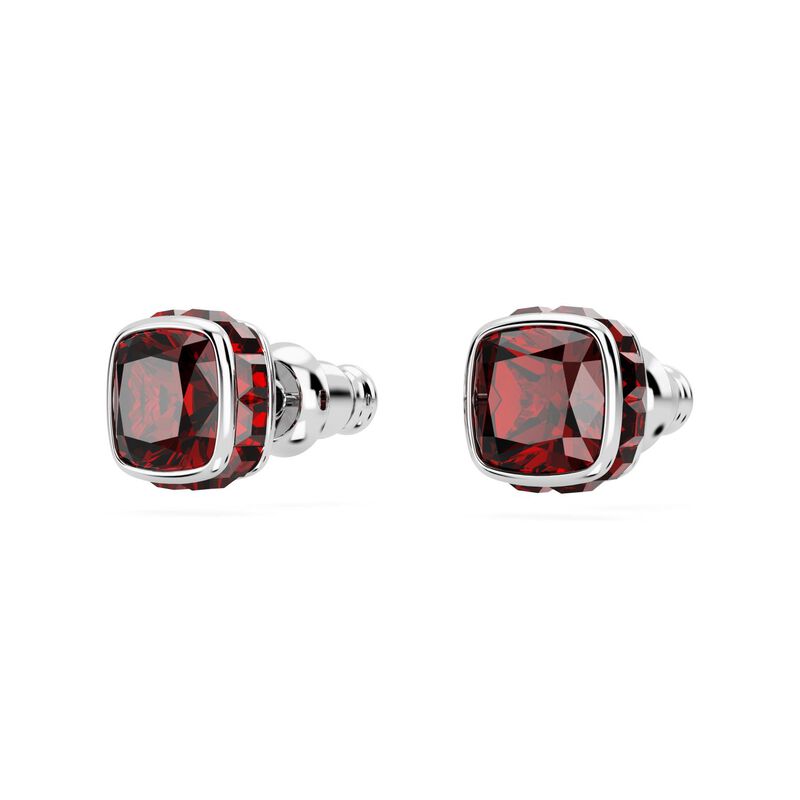 Swarovski Birthstone Square Cut Stud Earrings - January Red image number 2