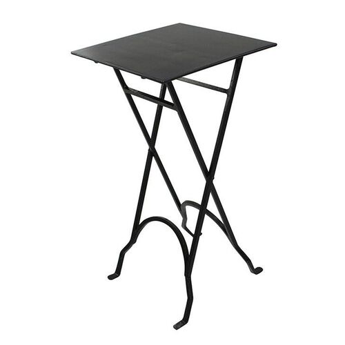French Country Square Iron Side Table Black 58cmHx31cmSq