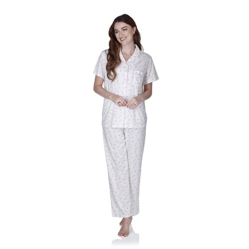 La Marquise Flower Leaf Short Sleeve Button Through Pyjama Set