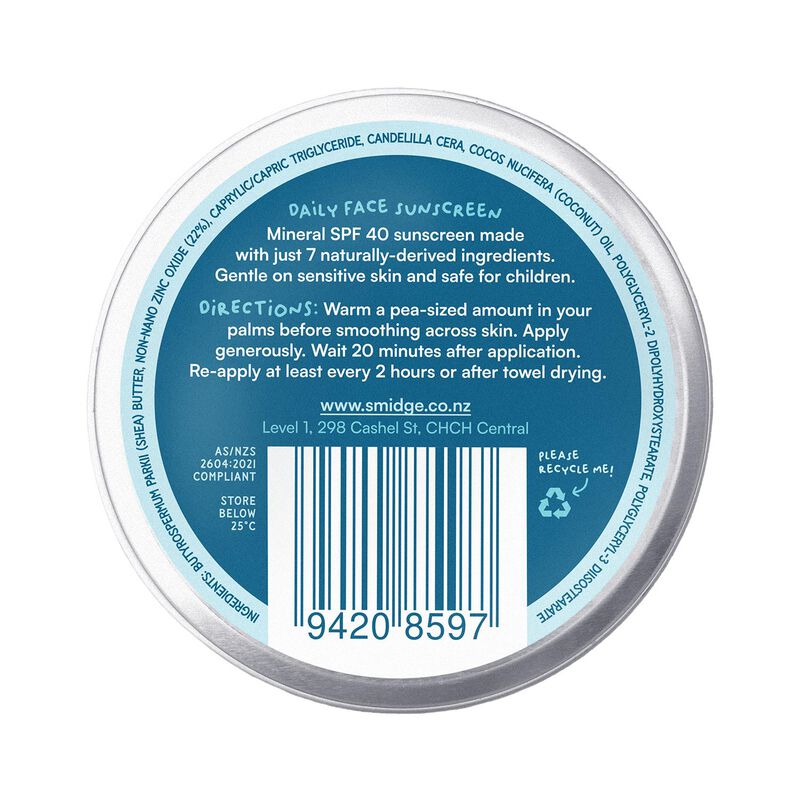 Smidge SPF40 Daily Face & Body Sunscreen 30g image number 1