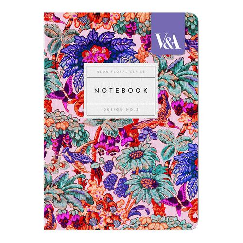 V&A Neon Floral Coral Jungle A6 Premium Soft Cover Notebook