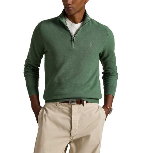 Polo Ralph Lauren Mesh-Knit Cotton Quarter-Zip Sweater