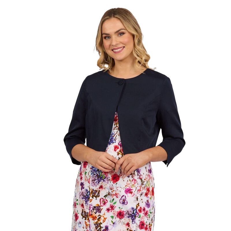 Vassalli 3/4 Sleeve Single Button Cropped Jacket image number 4