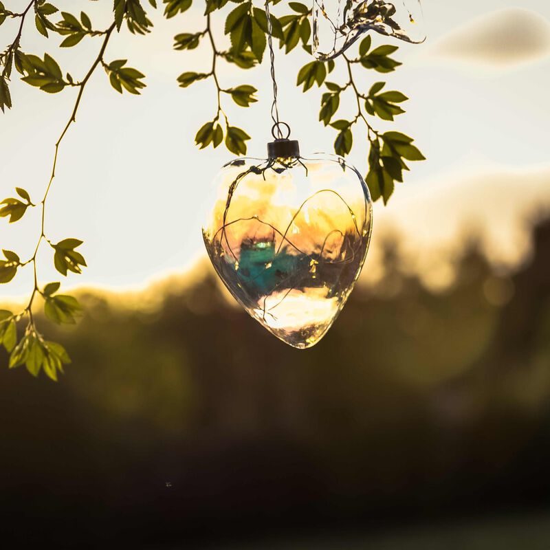 Stellar Haus Clear Pearl Heart Hanging Glass Light 12cm image number 3