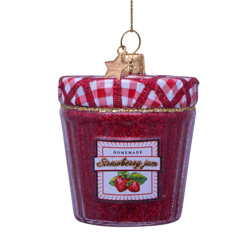 Vondels Ornament Glass Strawberry Jam Jar 7cm image number 0
