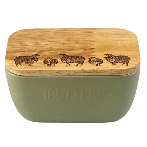Selbrae House Sage Green Butter Dish - Sheep