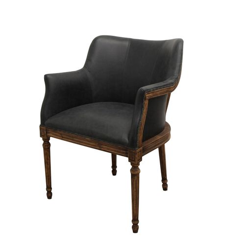 French Country Boston Black Leather Chair