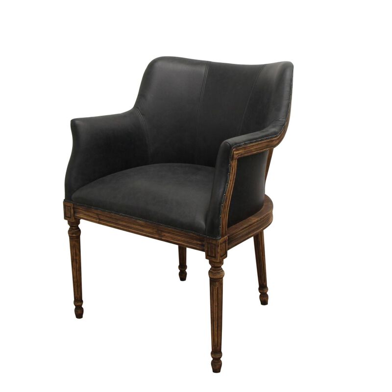 French Country Boston Black Leather Chair image number 0