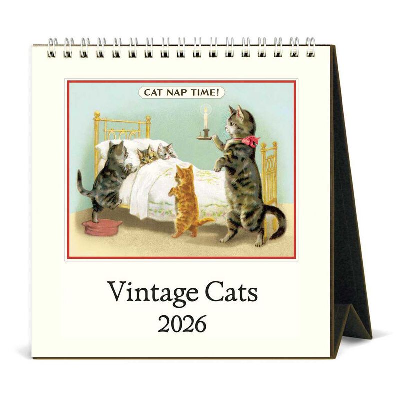 Cavallini Vintage Cats 2026 Desk Calendar image number 0