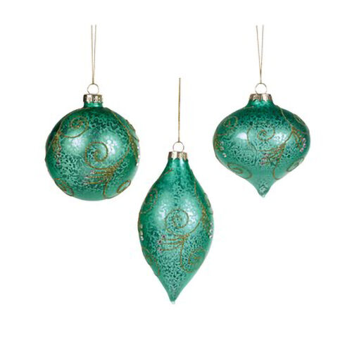 Goodwill Glass Antique Gilt Swirl Pattern Ornament Assorted 8cm