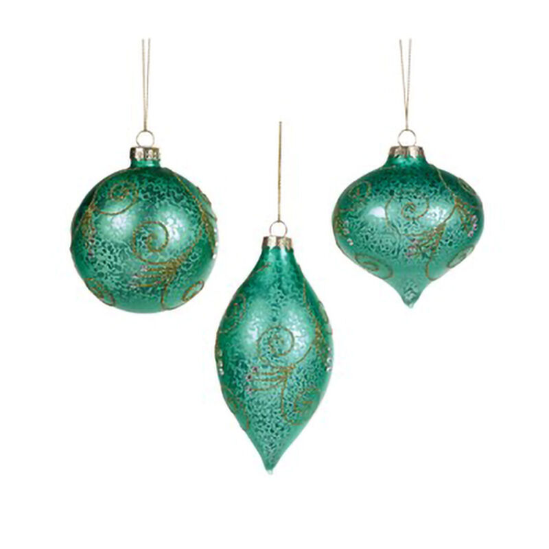 Goodwill Glass Antique Gilt Swirl Pattern Ornament Assorted 8cm image number 0