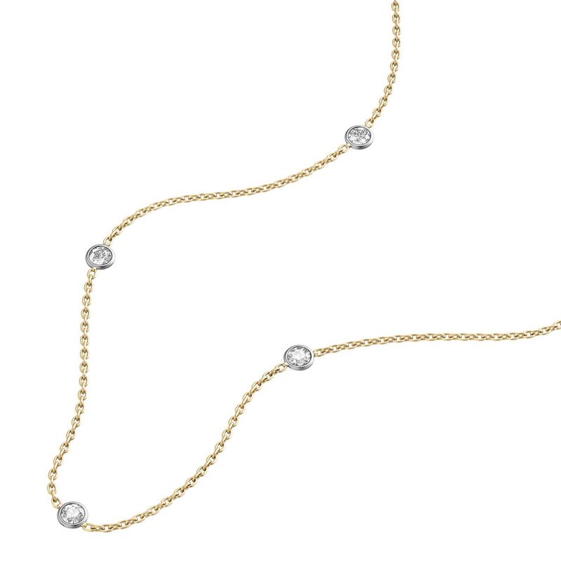 Fossil Ellis Diamond By The Yard Two-Tone Stainless Steel Station Necklace image number 1