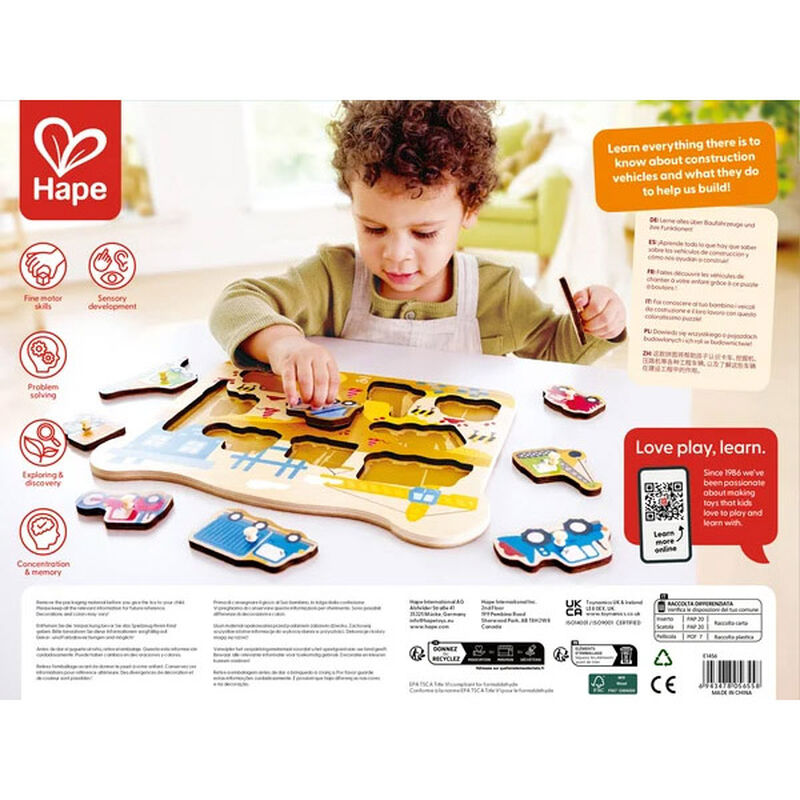 Hape Peg Puzzle - Construction Vehicles image number 2