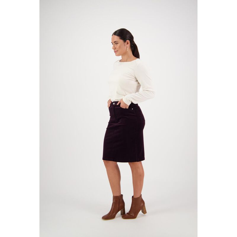 Vassalli Knee Length Pinwale Cord Skirt image number 3