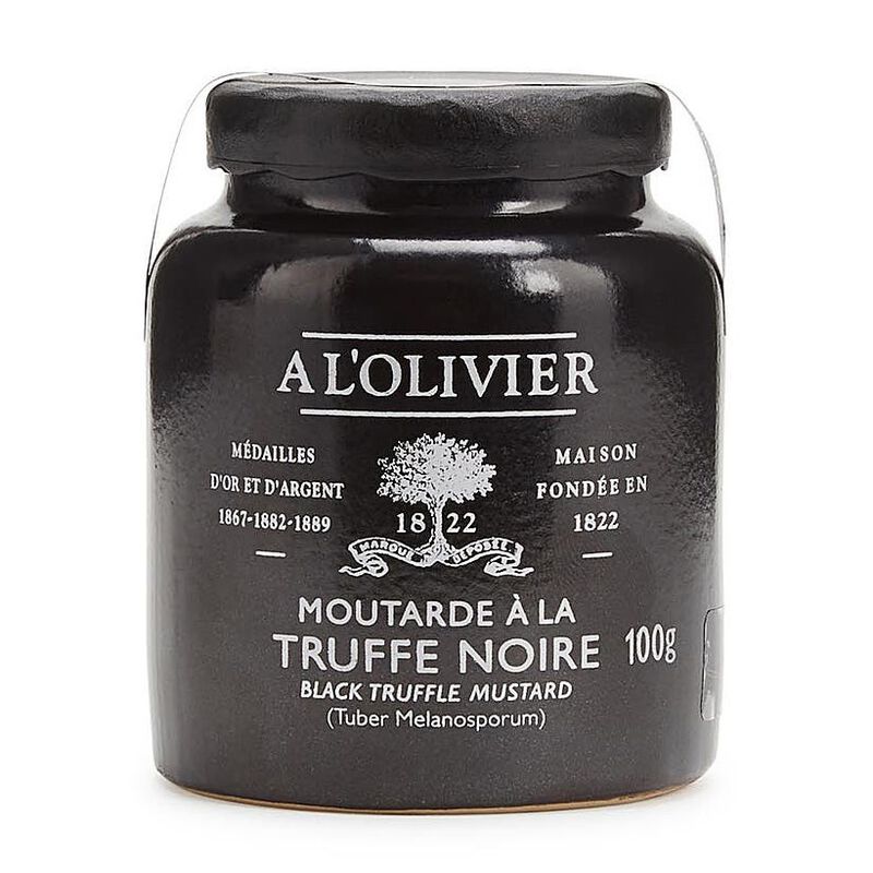 A L'Olivier Black Truffle Mustard In Stone Jar 100g image number 0