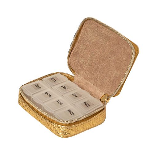 Tonic Herringbone Pill Box Gold