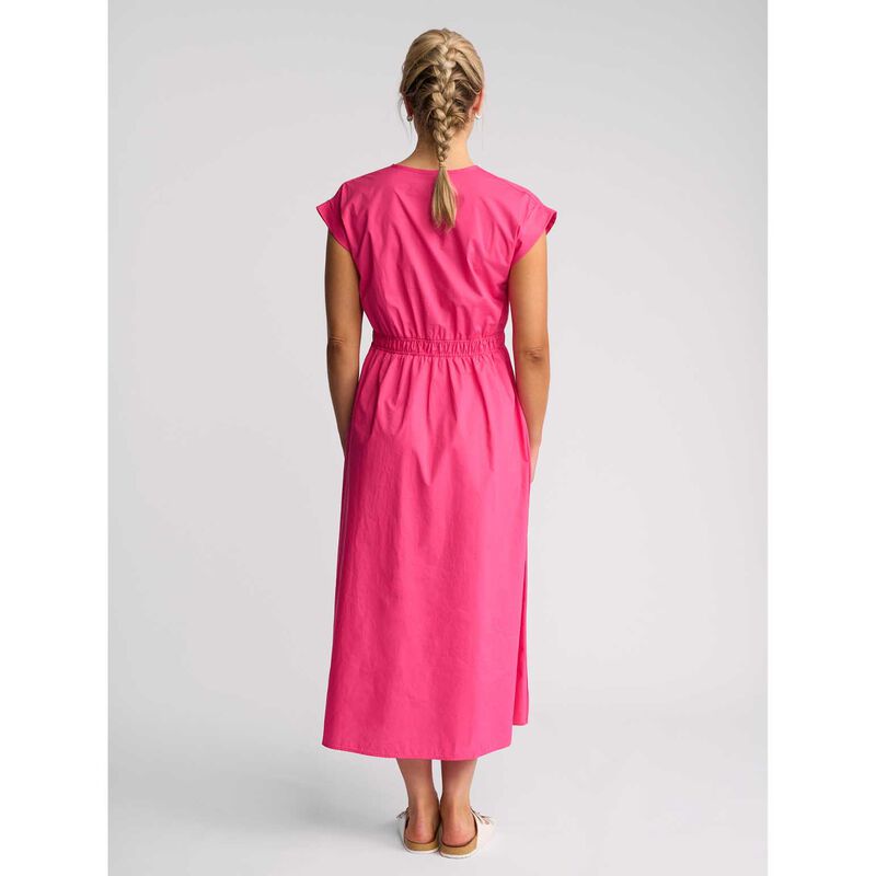 Vassalli V Neck Shirred Waist Dress With Contrast Trim And Pockets image number 1