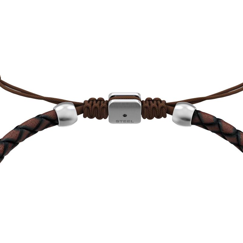 Fossil Machine Rondelles Brown Leather Station Bracelet image number 2